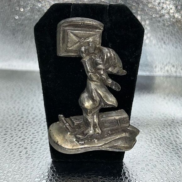 Vintage 1940’s Hummel Pewter Brooch Pin Letter to Santa Claus Holiday Christmas - Picture 1 of 6